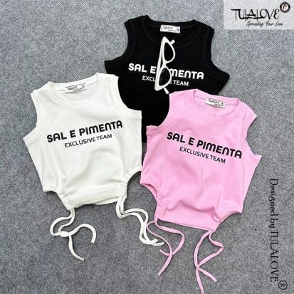 Áo Croptop Sát Nách Dây Rút Hình In Salepimenta