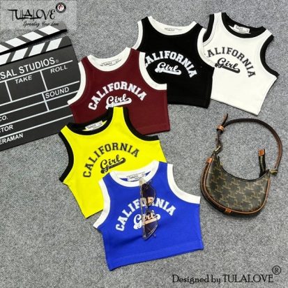 Áo Croptop Sát Nách Lé Màu Hình In California