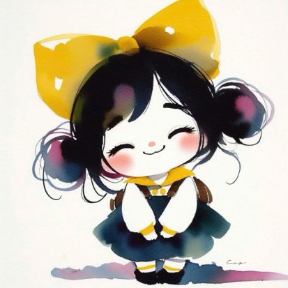 <PET> Hình In Set Suông - Nơ Vàng