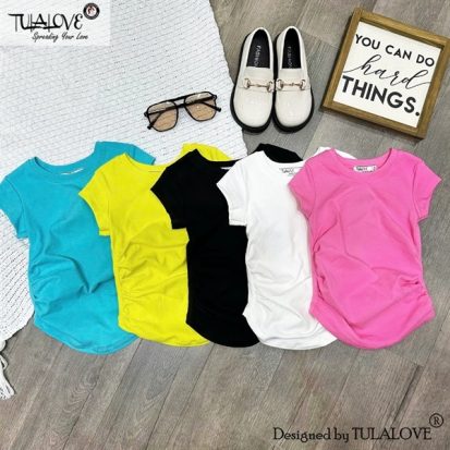 Áo Cộc Tay Nhúm Eo Vải Zip