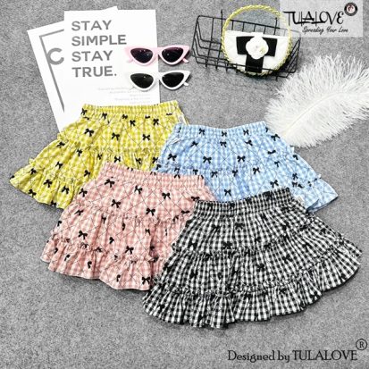 Chân Váy Kẻ Gắn Nơ