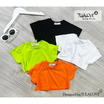 Áo Croptop Form Rộng Cộc Tay Vải Cotton Xước