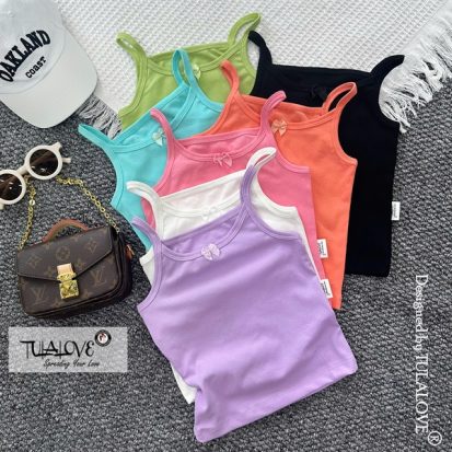 Áo 2 Dây Vải Zip Form Ôm Nơ Nhí