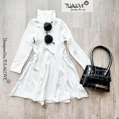 Alternative view of Váy Cao Cổ Vải Thun Tăm Lông