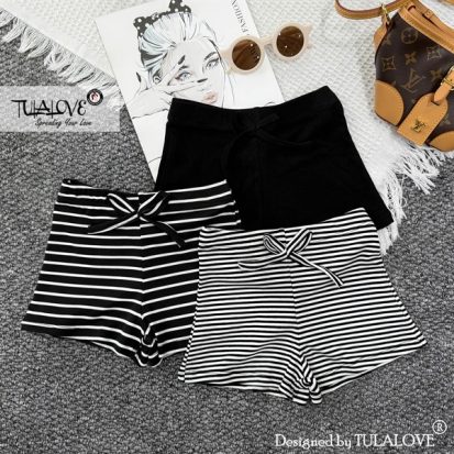 Quần Đùi Vải Zip Gắn Nơ