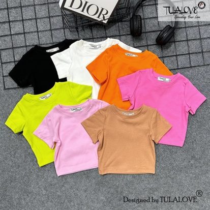 Áo Croptop Cộc Tay Vải Zip