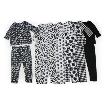 Bộ Đồ Tăm Họa Tiết Trắng Đen Cho Bé Gái Tulalove