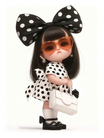 <PET> Nơ Chấm Bi Đen