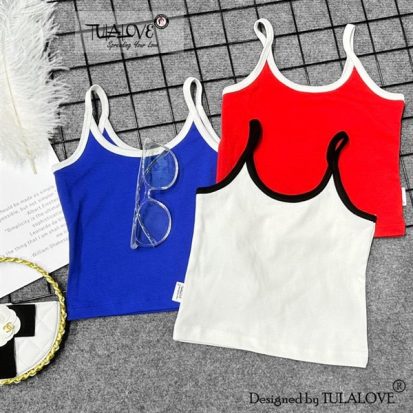 Áo 2 Dây Phối Lé Màu Vải Zip