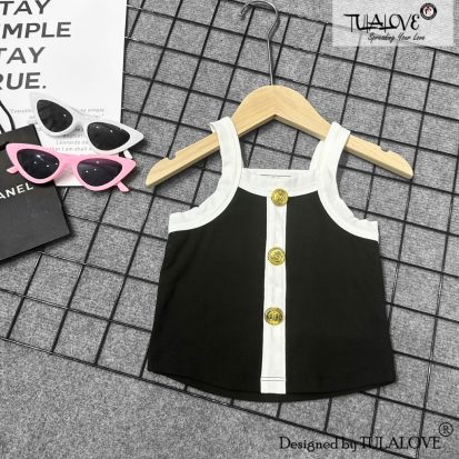 Alternative view of Áo 2 Dây Lé Màu Đính Cúc