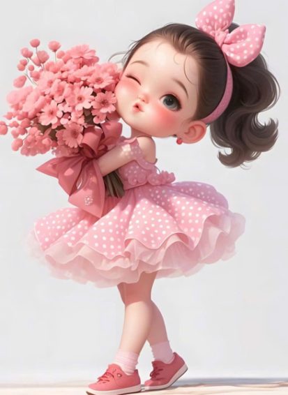 <PET> Nơ Chấm Bi Hồng