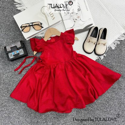 Váy Vải Lụa Tằm Vai Cánh Tiên, Xòe 360